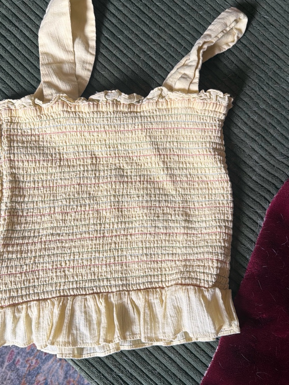 Modcloth Cream Smocked Ruffle Tank Top - Picture 3 of 4